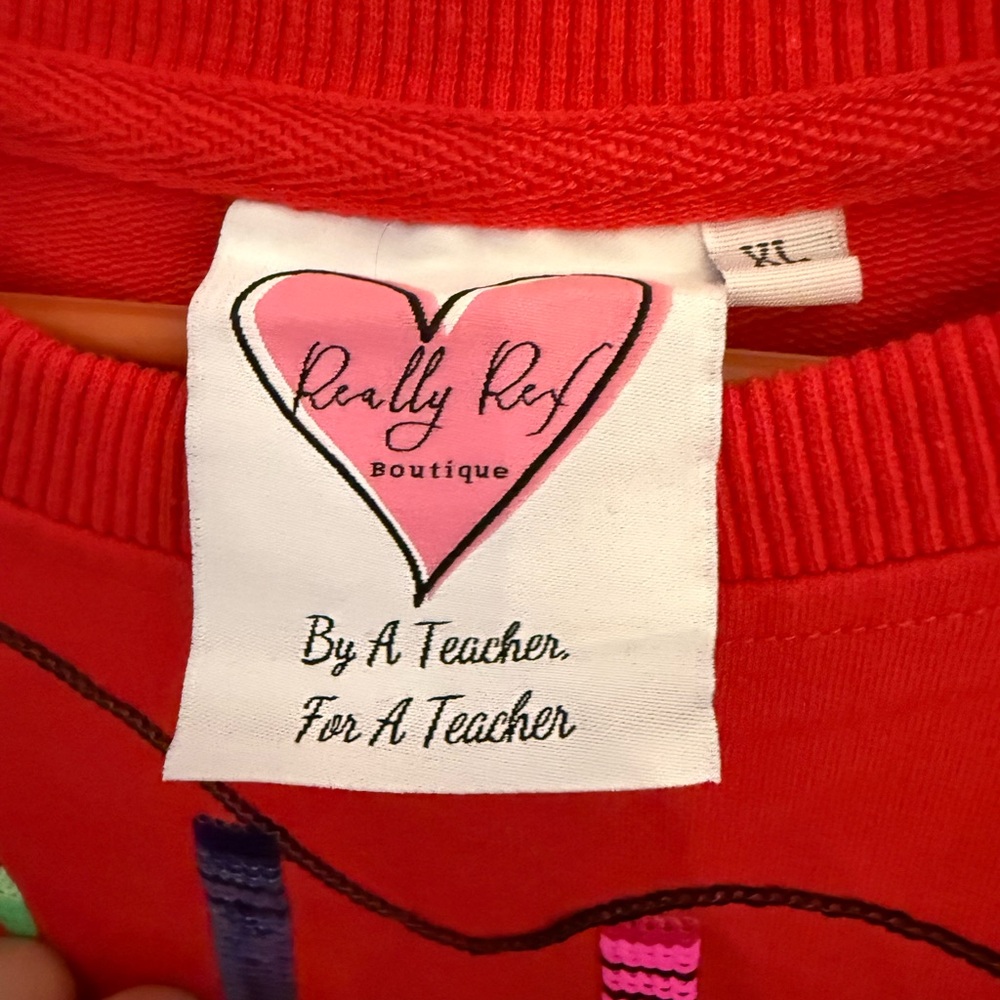 Colorful Graphic Red Sweatshirt - Picture 3 of 3